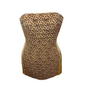 Sherri Hill Cheetah Leopard Strapless bodycon cocktail formal dress Size 4 prom